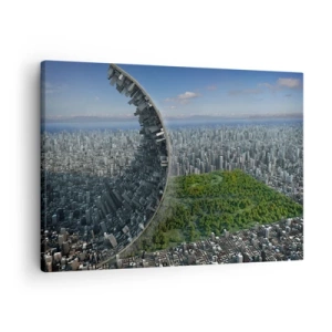 Quadro em tela - Uma cidade dinâmica com um toque surreal - 70x50cm - A natureza é eterna - Decoração de parede moderna para a sala de estar e quarto ARTTOR
