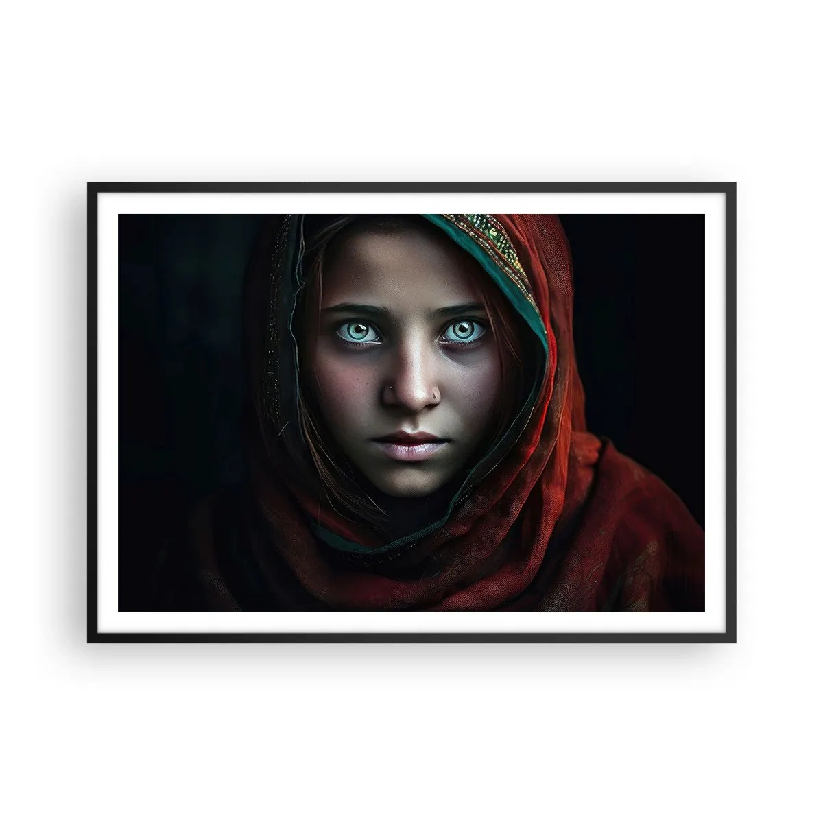 Pôster com moldura preta - Princesa oriental - 100x70 cm