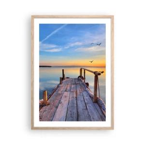 Pôster com moldura de carvalho claro - Caminhando em direção ao sol - 50x70 cm