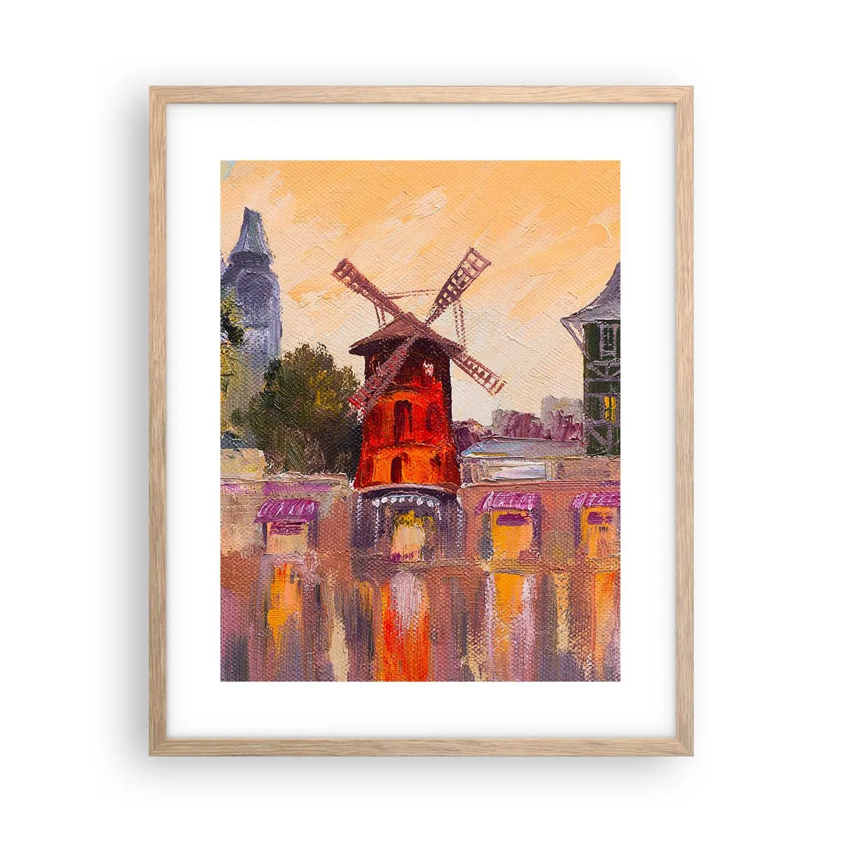 Pôster com moldura de carvalho claro - Ícones parisienses – Moulin Rouge - 40x50 cm
