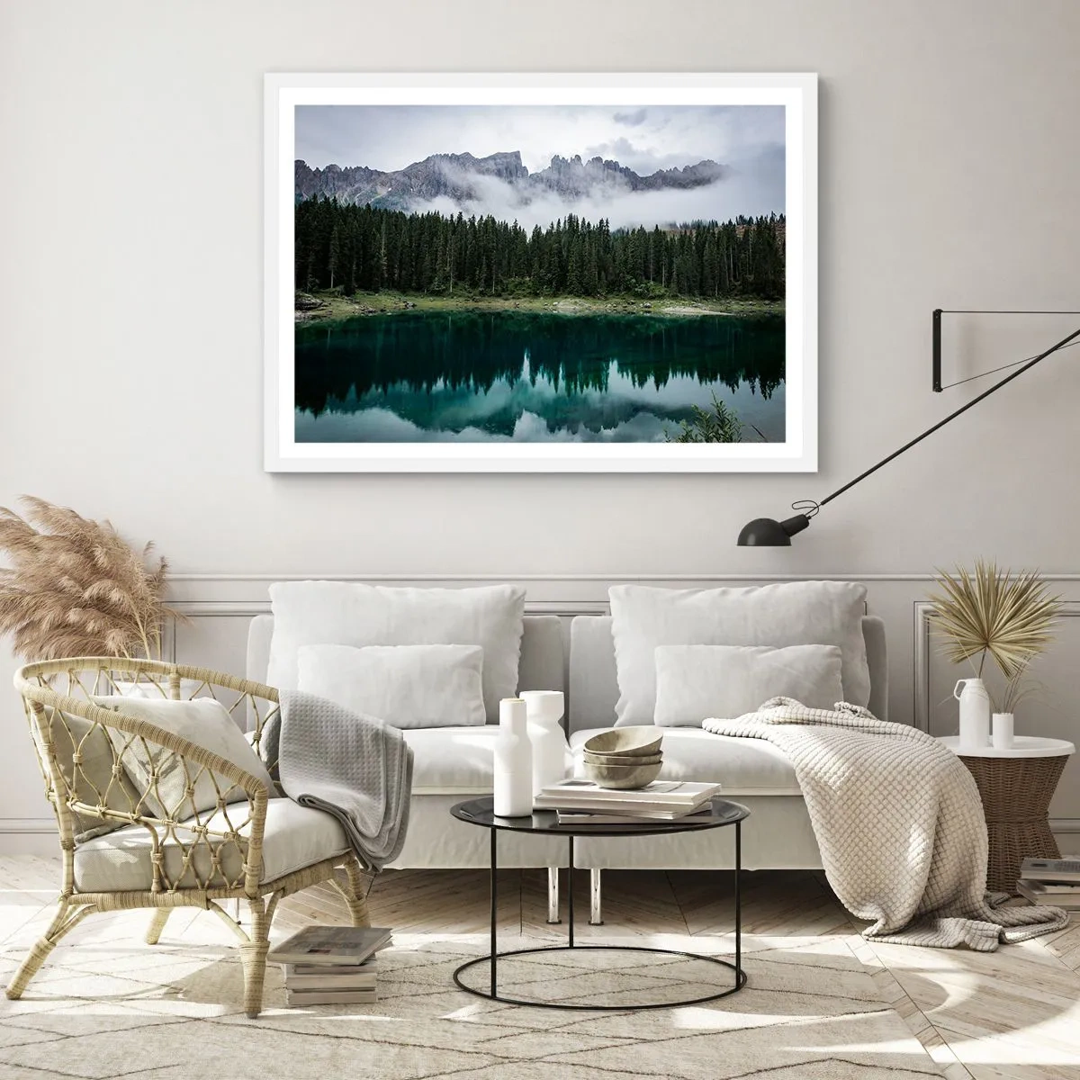 Pôster em moldura branca - Calma, silêncio, não vamos acordar a água... - 100x70 cm