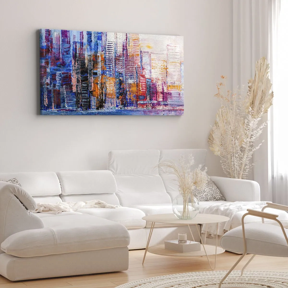 Quadro em tela - Metrópole alegre - 100x40 cm