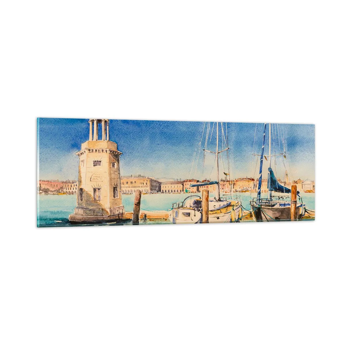 Quadro em vidro - Lagoa ensolarada - 90x30 cm