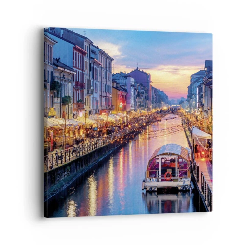 Quadro em tela - Uma noite de luz e diversão - 40x40 cm