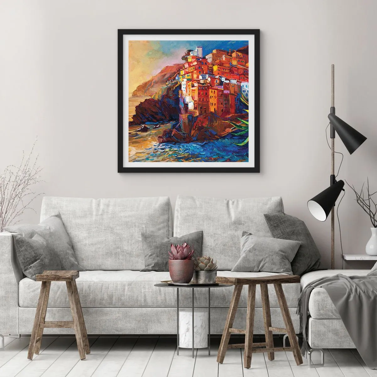 Pôster com moldura preta - Vibrações italianas - 40x40 cm