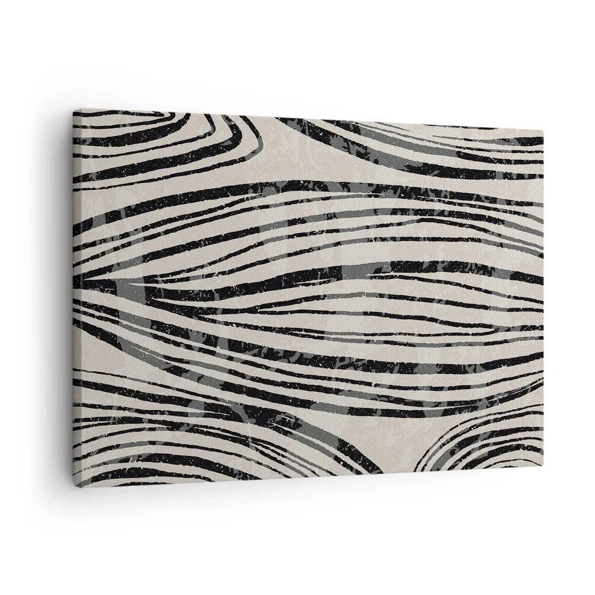 Quadro em tela - Ondas abstratas em tons de preto e branco - 70x50cm - Piscina em linha - Decoração de parede moderna para a sala de estar e quarto ARTTOR