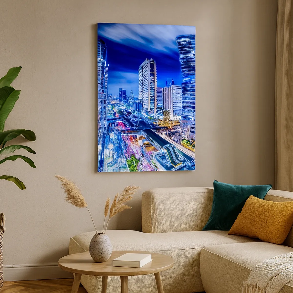 Quadro em tela - Ritmos da cidade noturna - 50x70 cm