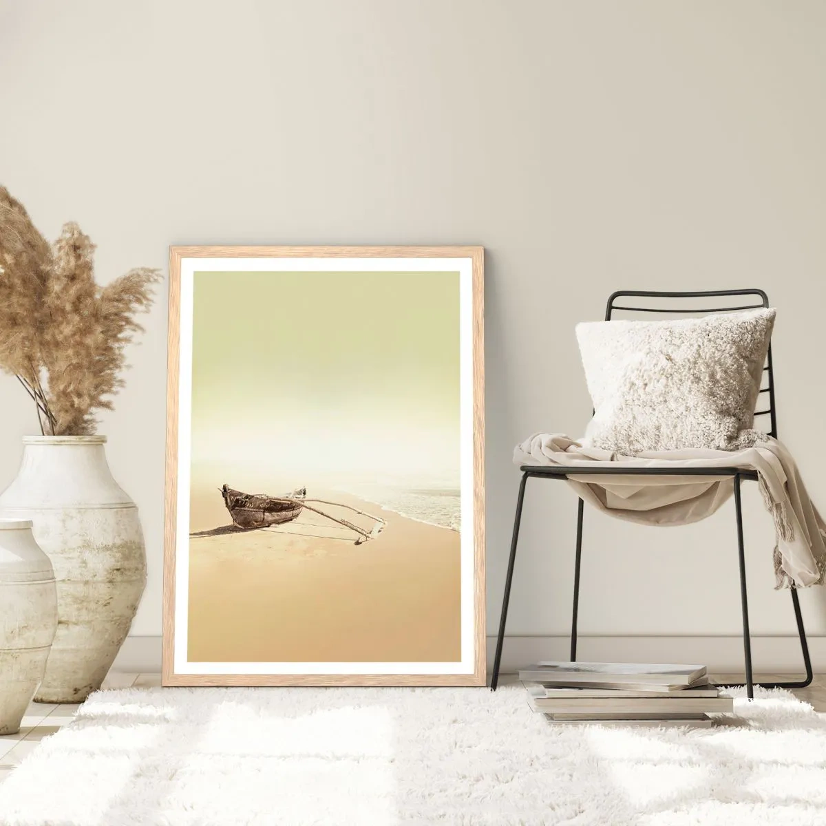 Pôster com moldura de carvalho claro - Memória dos mares do sul - 70x100 cm