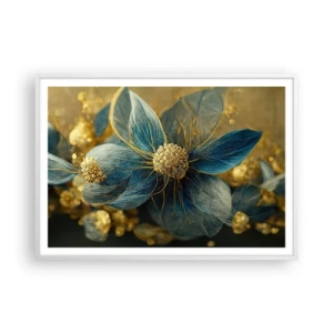 Pôster em moldura branca - Florescer com ouro - 100x70 cm