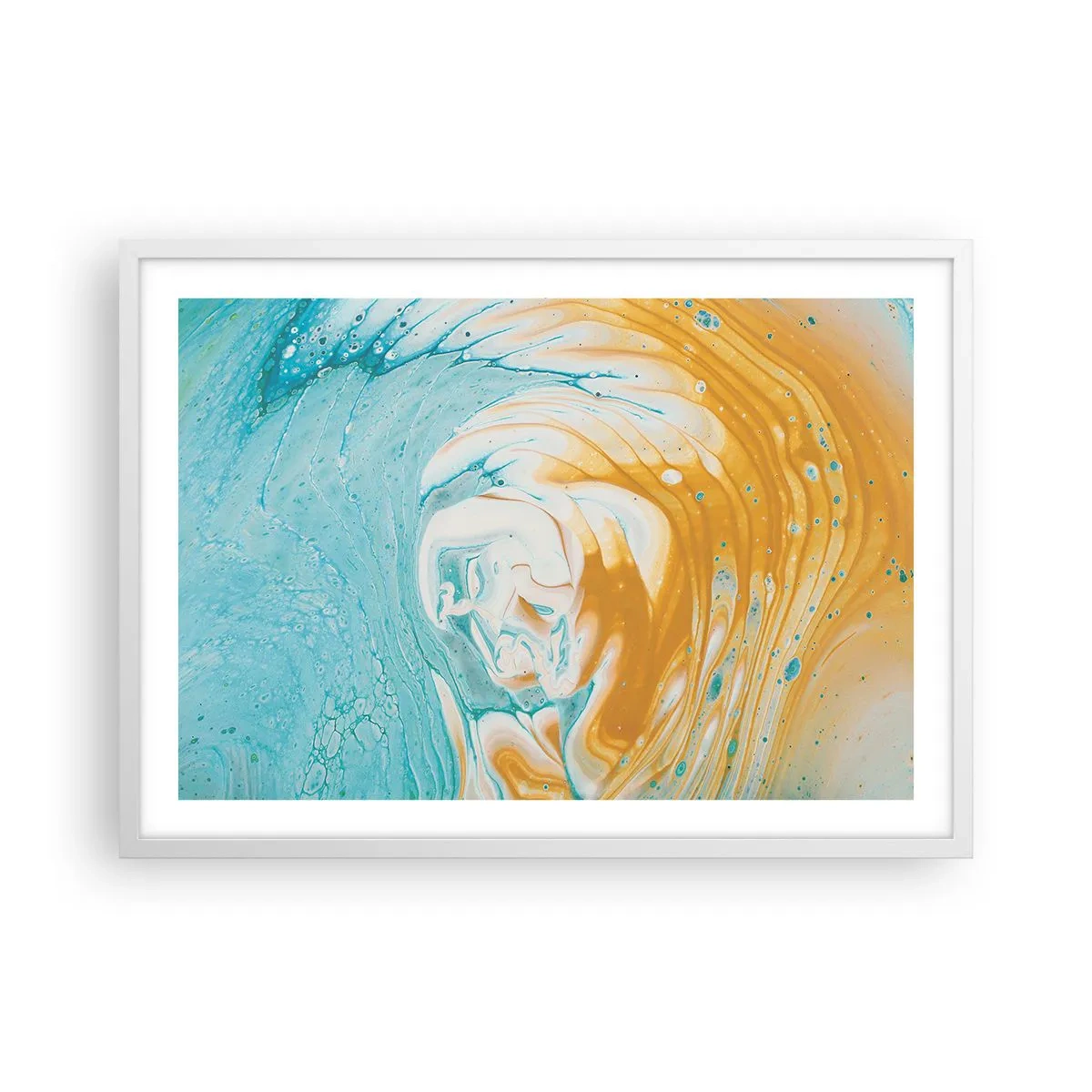 Pôster em moldura branca - Vórtice em pastel - 70x50 cm