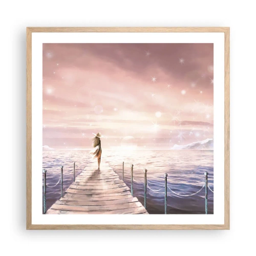 Pôster com moldura de carvalho claro - À luz de um sonho - 60x60 cm