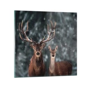 Quadro em vidro - O senhor da floresta com sua esposa - 60x60 cm