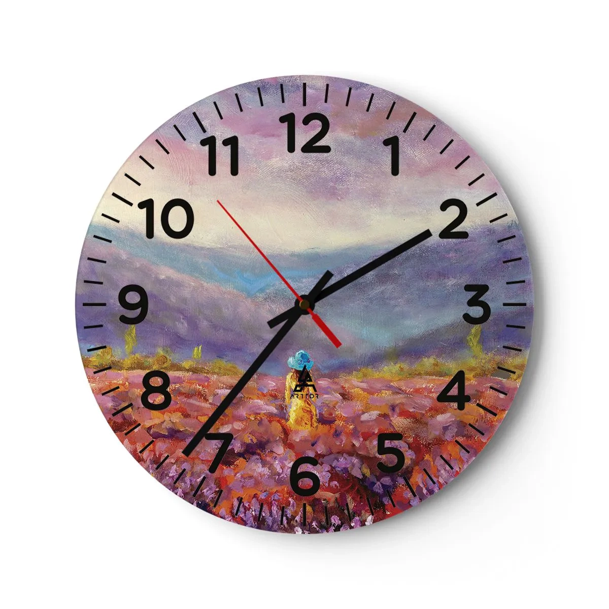 Relógio de parede - Relógio em vidro - No mundo da lavanda - 40x40 cm