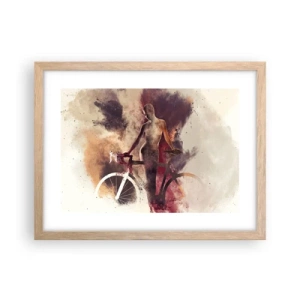 Pôster com moldura de carvalho claro - Uma alma de bicicleta em formas de mármore - 40x30 cm