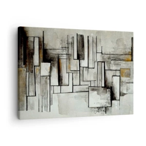 Quadro em tela - Retângulos abstratos em tons de cinza e preto - 70x50cm - O poder da simplicidade - Decoração de parede moderna para a sala de estar e quarto ARTTOR