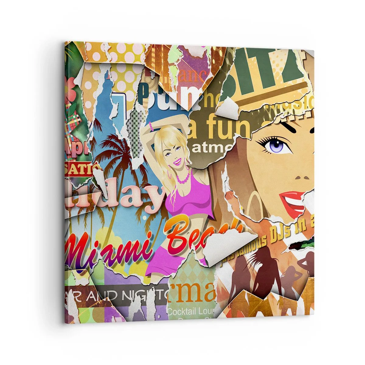 Quadro em tela - Flashbacks das férias - 60x60 cm