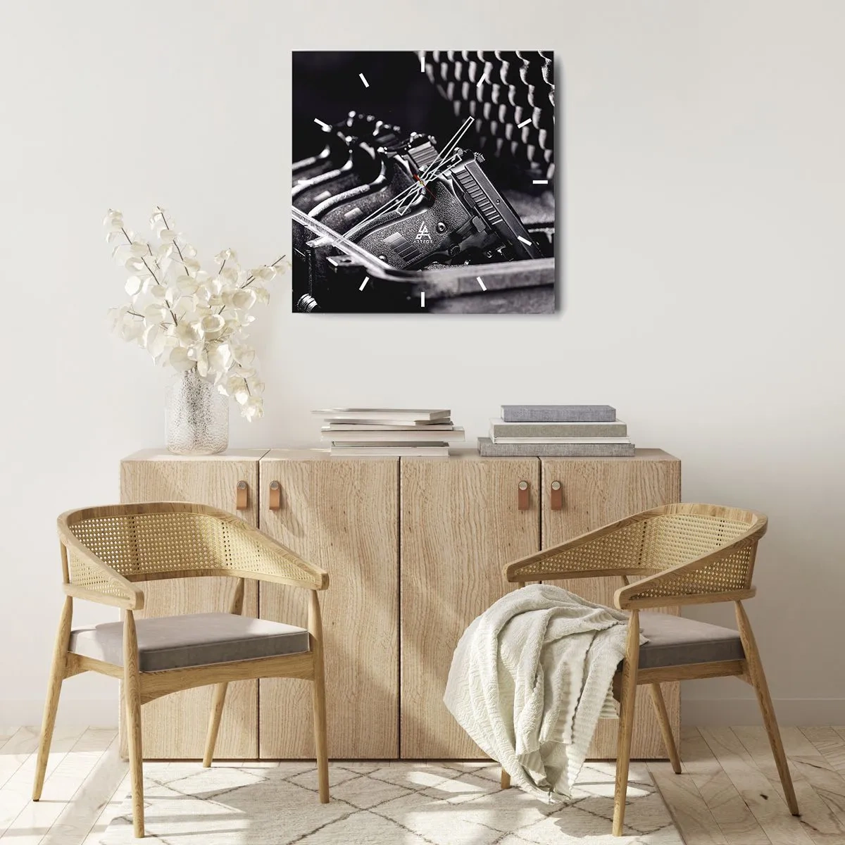 Relógio de parede - Relógio em vidro - Desporto masculino - 40x40 cm