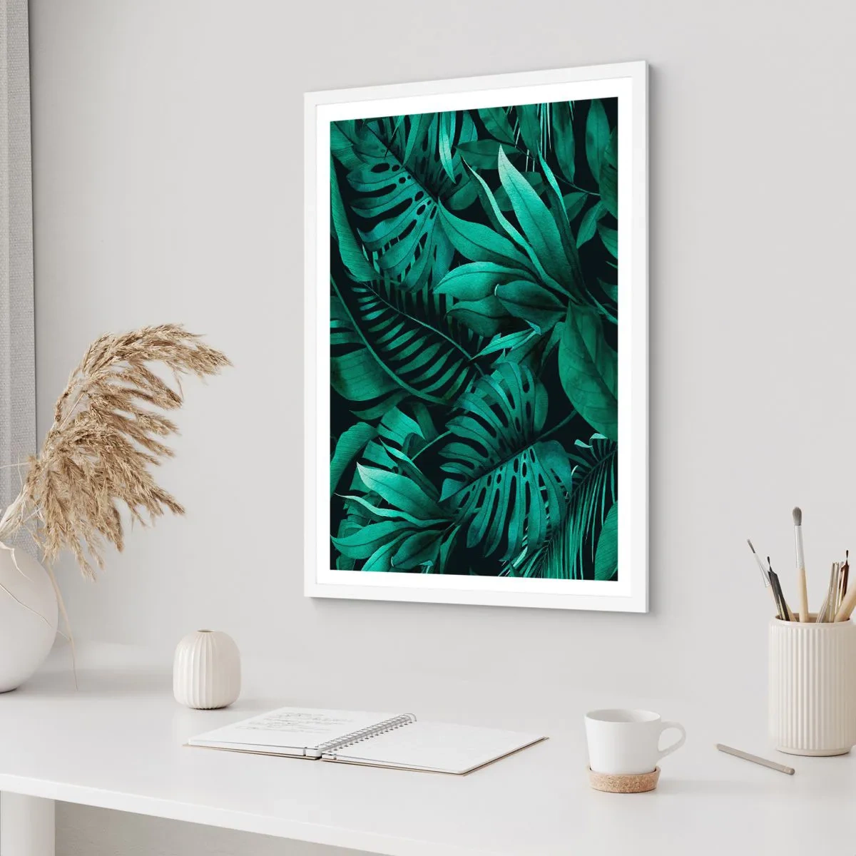 Pôster em moldura branca - A profundidade da vegetação tropical - 40x50 cm