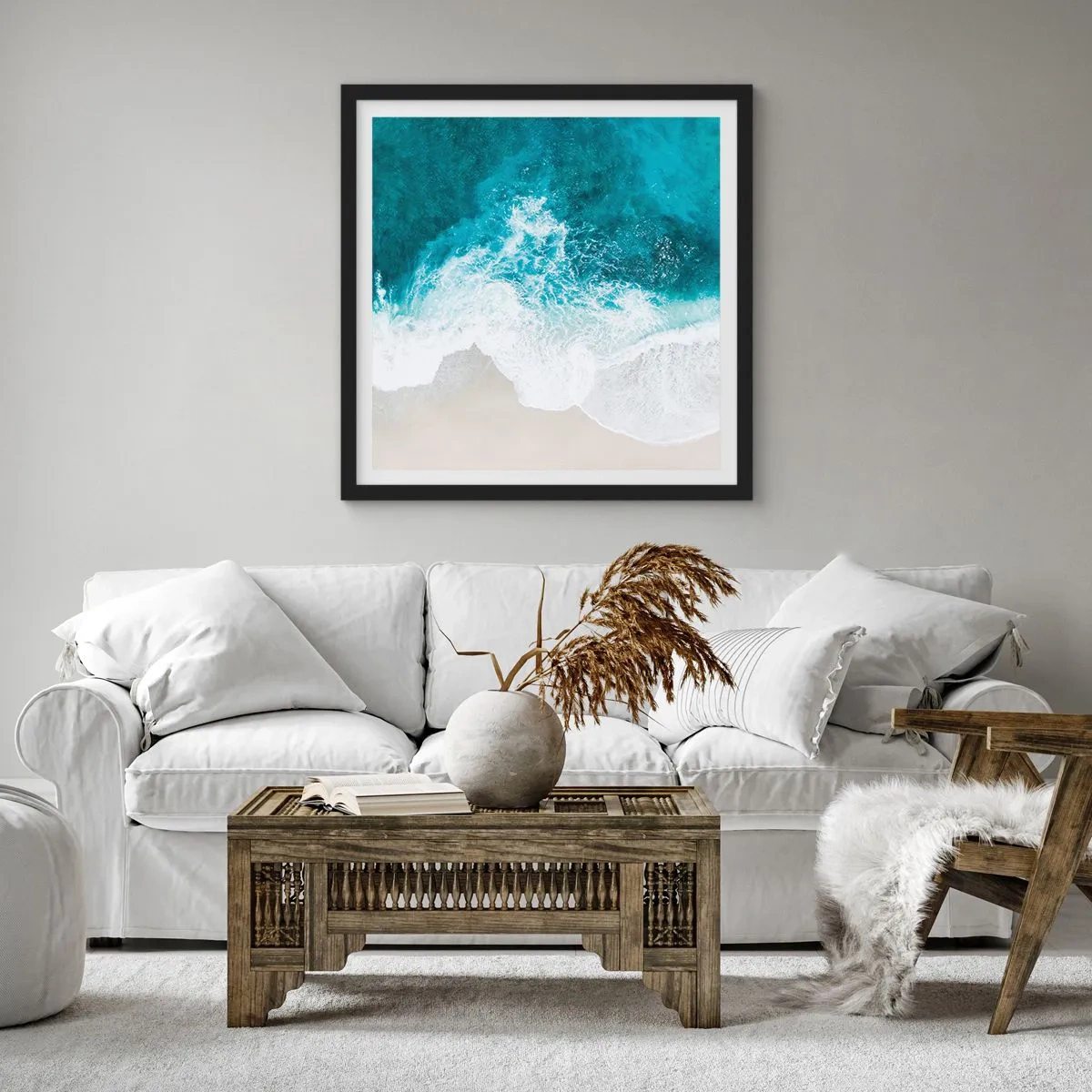 Pôster com moldura preta - Carícia natural - 50x50 cm