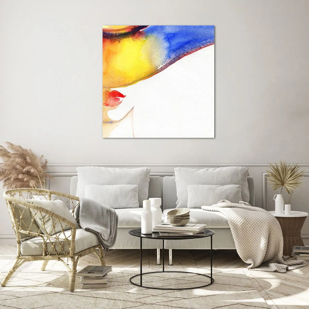 Quadro em vidro - Retrato de uma dama    - 70x70 cm