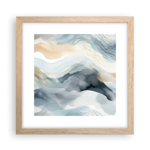 Pôster com moldura de carvalho claro - Abstração nevada e nebulosa - 30x30 cm