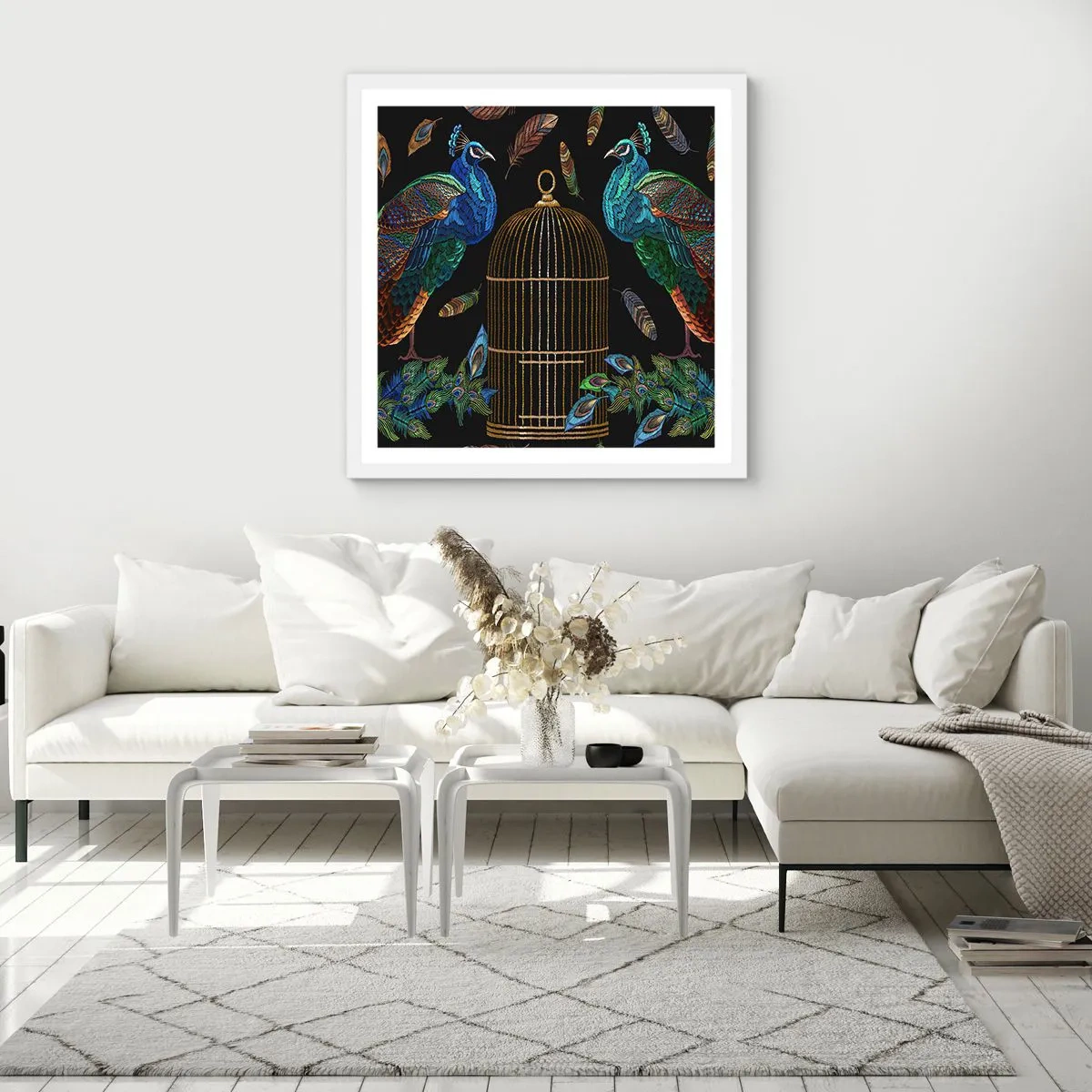 Pôster em moldura branca - Em vestes reais - 60x60 cm