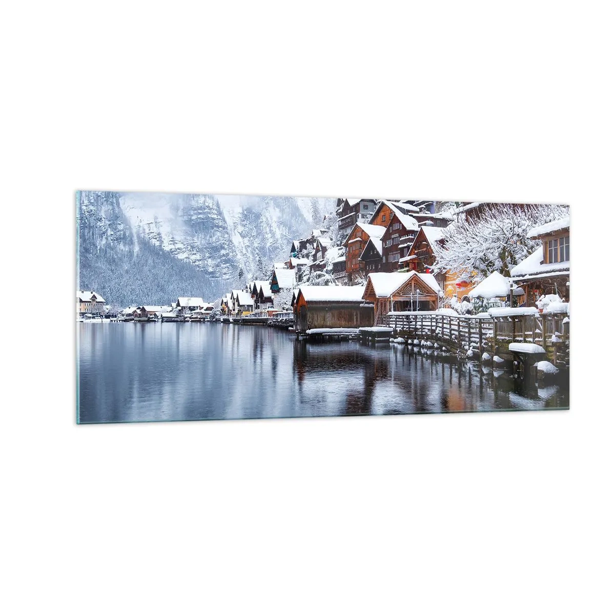 Quadro em vidro - Na decoração de inverno - 100x40 cm