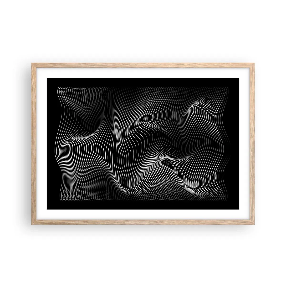 Pôster com moldura de carvalho claro - Dança de luz no espaço - 70x50 cm