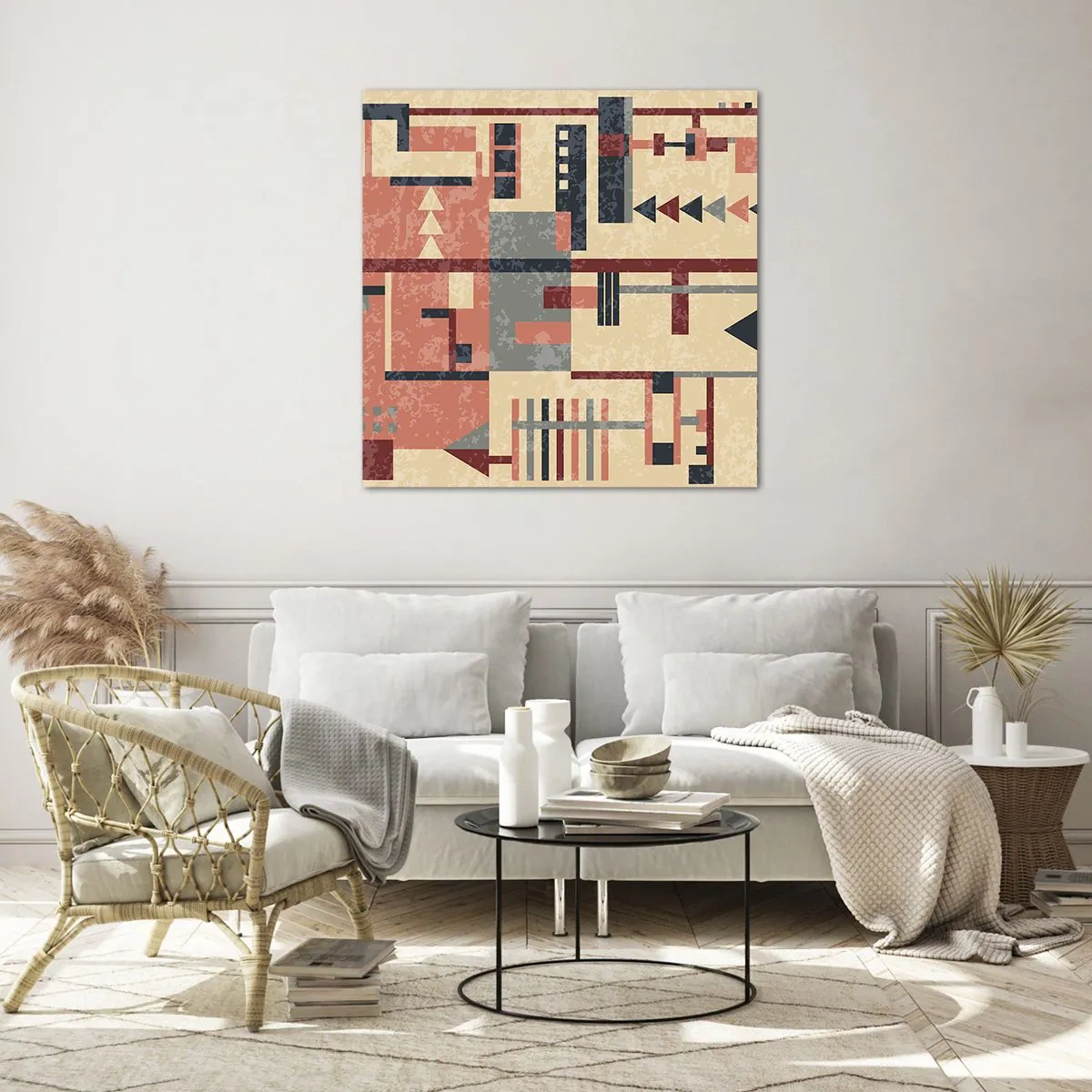 Quadro em vidro - Combinação de verticais e horizontais - 70x70 cm