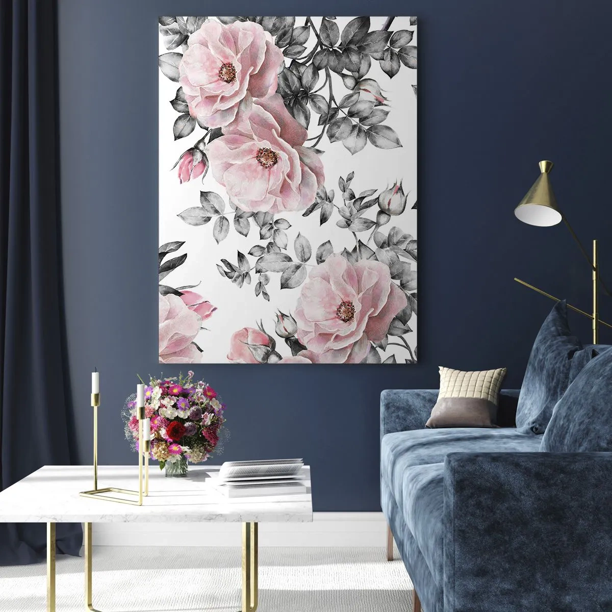 Quadro em vidro - Perder-se nas rosas - 80x120 cm