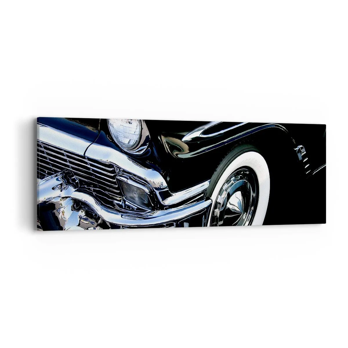 Quadro em tela - Clássicos em prata, preto e branco - 90x30 cm
