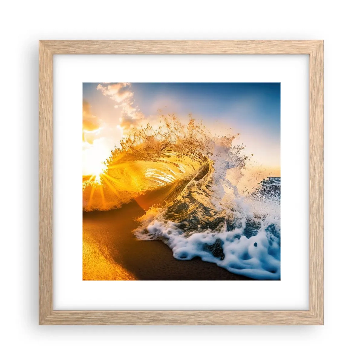 Pôster com moldura de carvalho claro - Diversão na areia - 30x30 cm