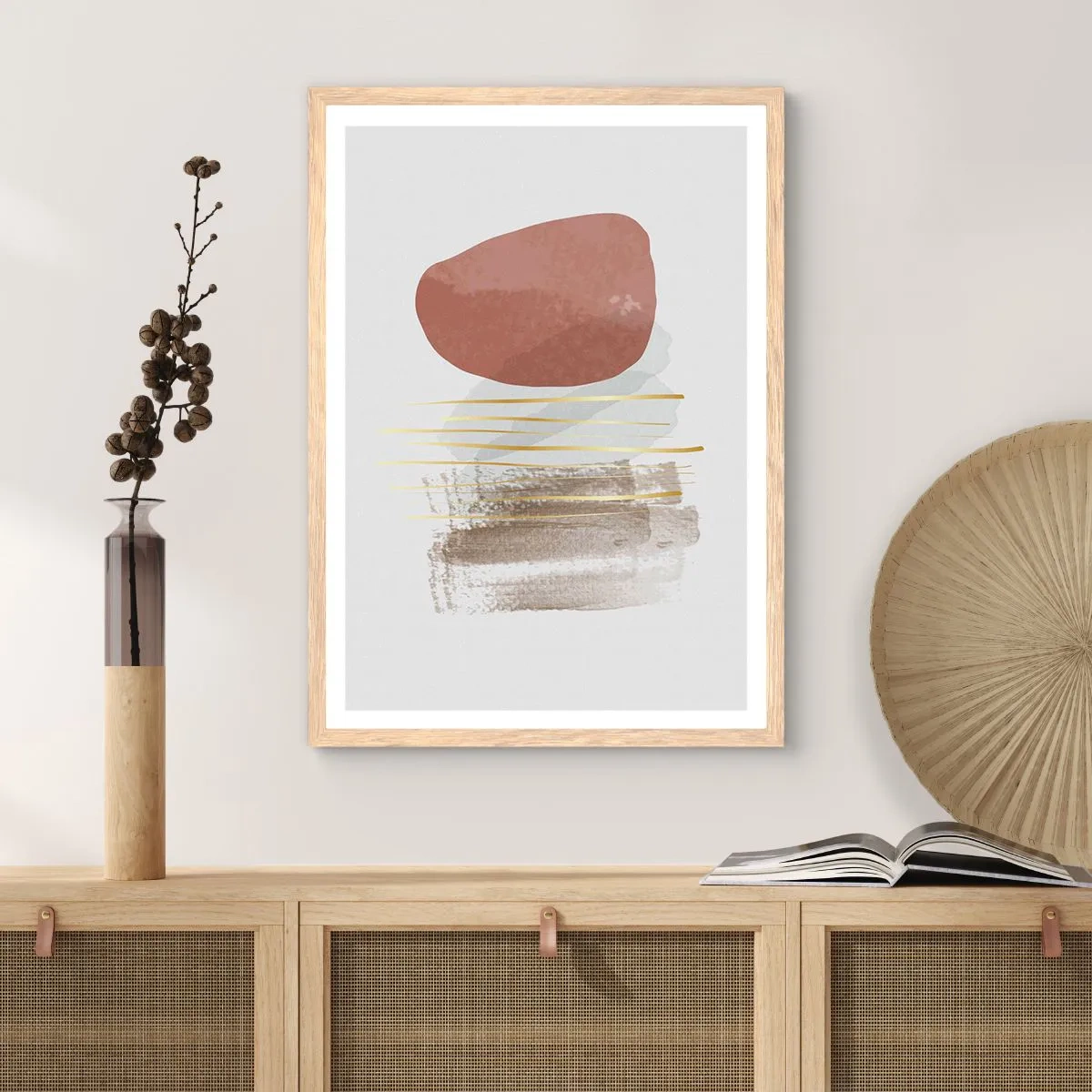 Pôster com moldura de carvalho claro - Colunata abstrata - 50x70 cm