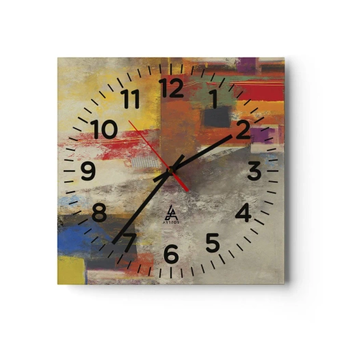 Relógio de parede - Relógio em vidro - Geometria das cores - 30x30 cm