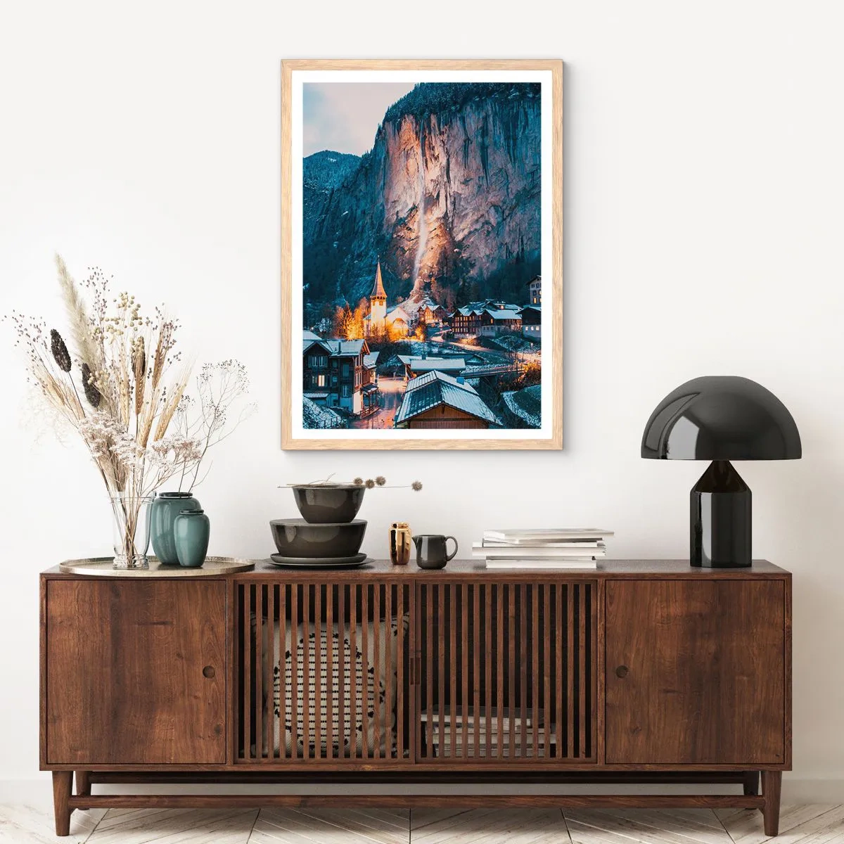 Pôster com moldura de carvalho claro - O espírito luminoso do inverno - 50x70 cm