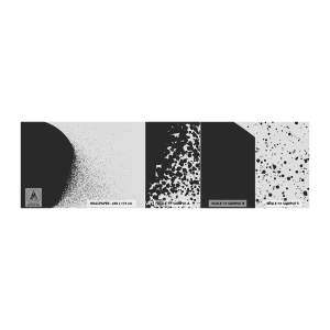 Amostra de papel de parede autocolante Deluxe Sticker - Movimento das moléculas - Abstração, Preto e branco, Gráficos - 100x30 cm