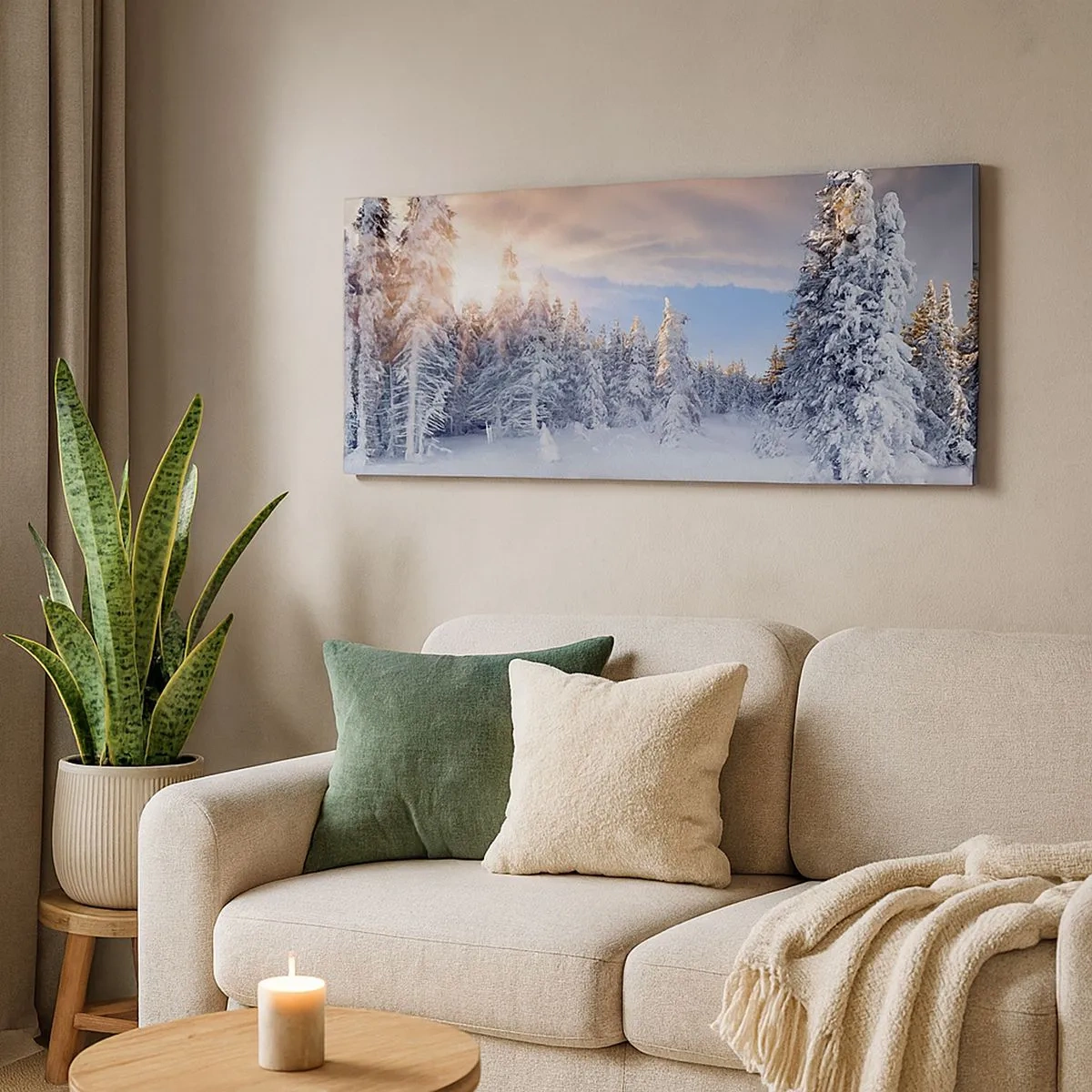 Quadro em tela - Espetáculo de neve da natureza - 100x40 cm