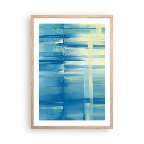 Pôster com moldura de carvalho claro - Composição em turquesa - 50x70 cm