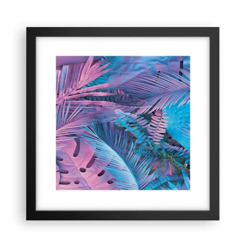 Pôster com moldura preta - Trópicos em rosa e azul - 30x30 cm