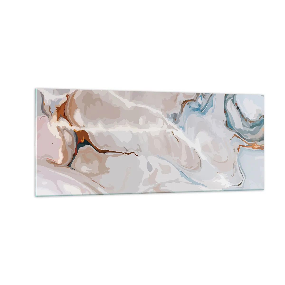 Quadro em vidro - Meandros azuis sob branco - 100x40 cm