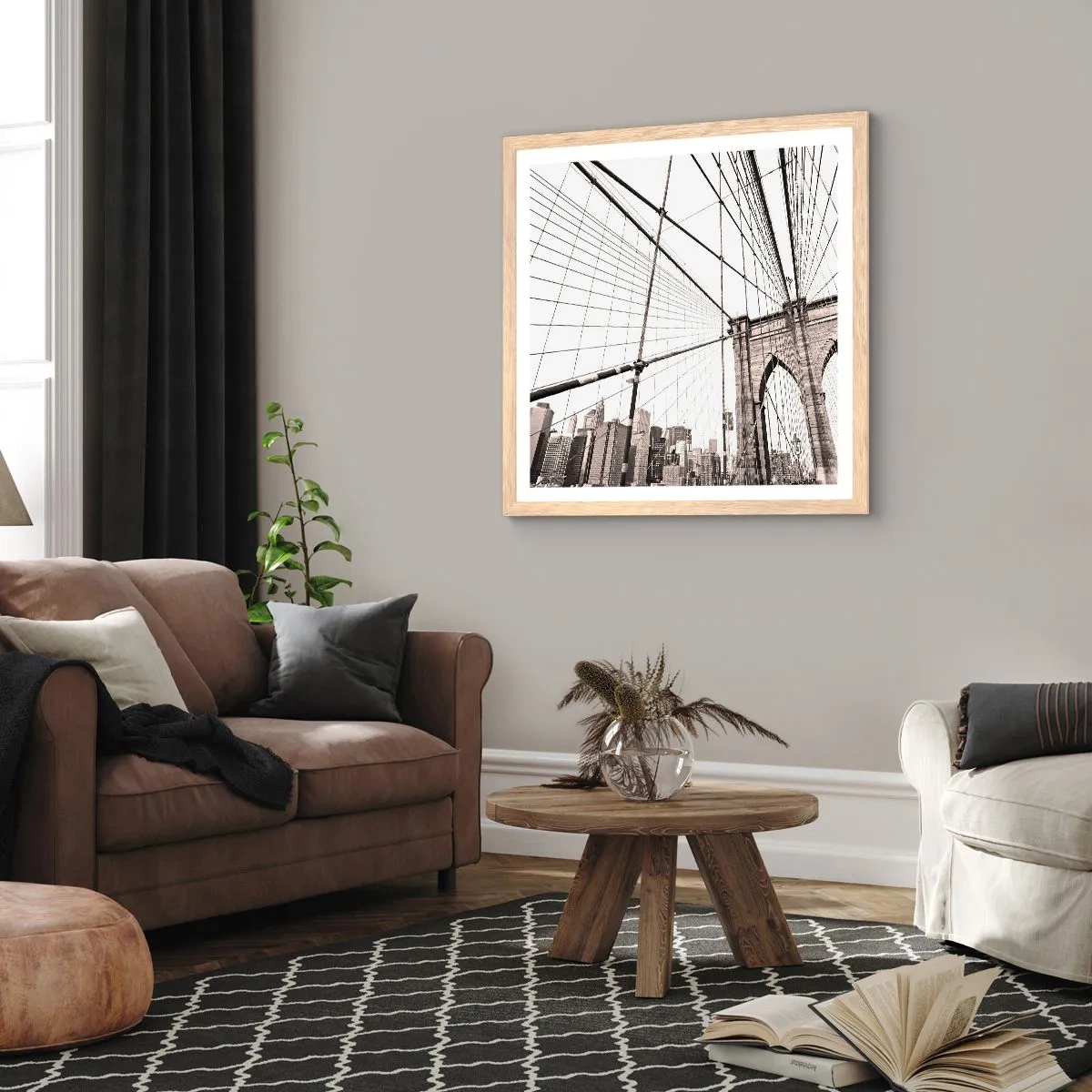 Pôster com moldura de carvalho claro - Catedral de Nova York - 40x40 cm