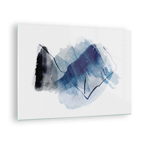 Quadro em vidro - Composição abstrata em tons de azul - 70x50cm - Iceberg - Decoração de parede moderna para a sala de estar e quarto ARTTOR