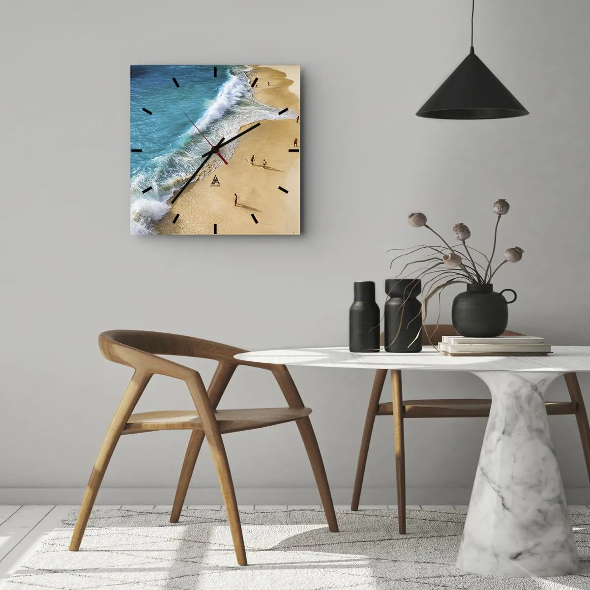 Relógio de parede - Relógio em vidro - E depois o sol, a praia… - 40x40 cm