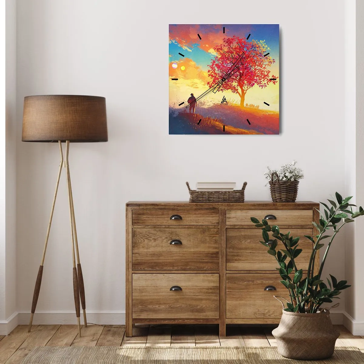 Relógio de parede - Relógio em vidro - O peregrino no seu destino - 40x40 cm