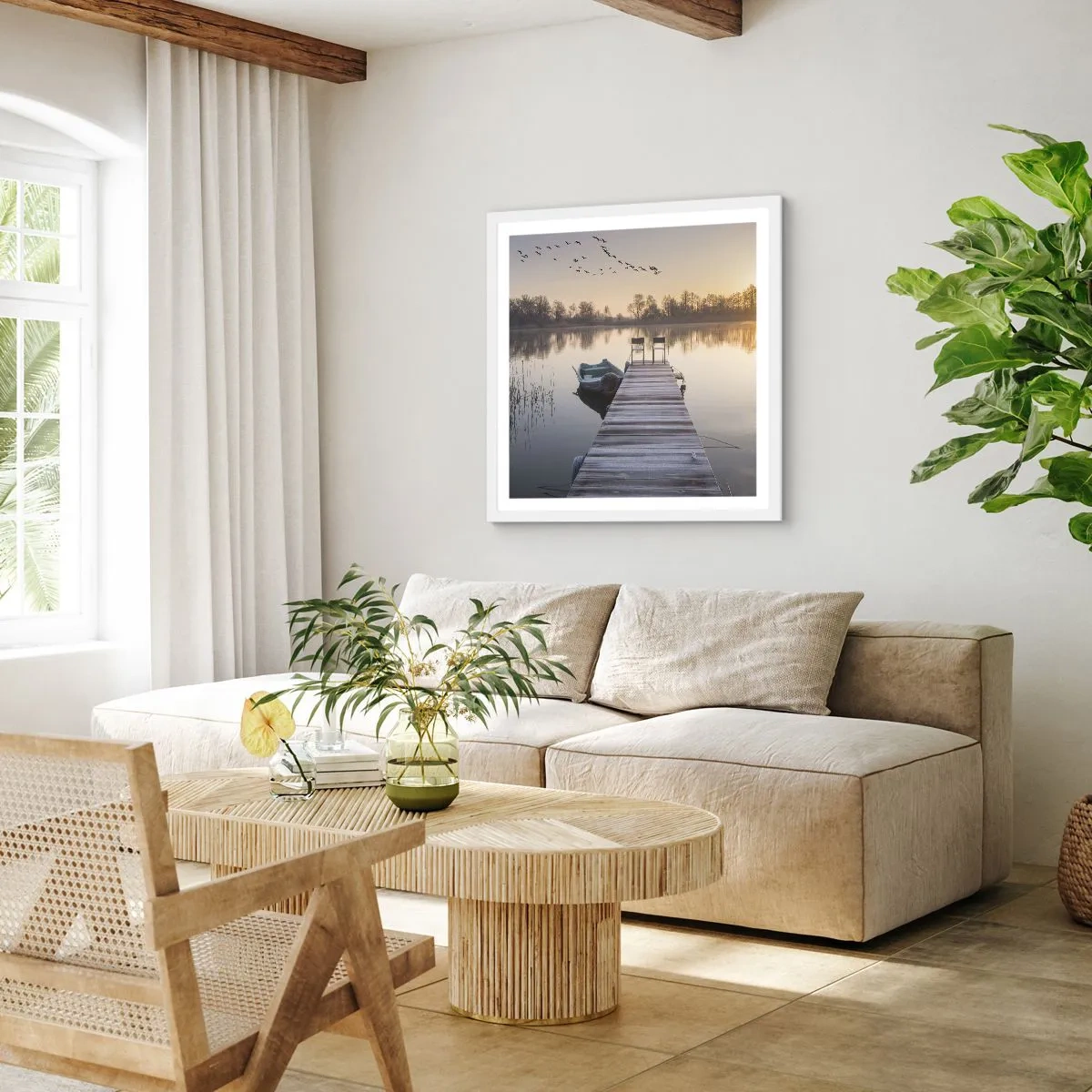 Pôster em moldura branca - Voltarei dentro de algum tempo - 40x40 cm