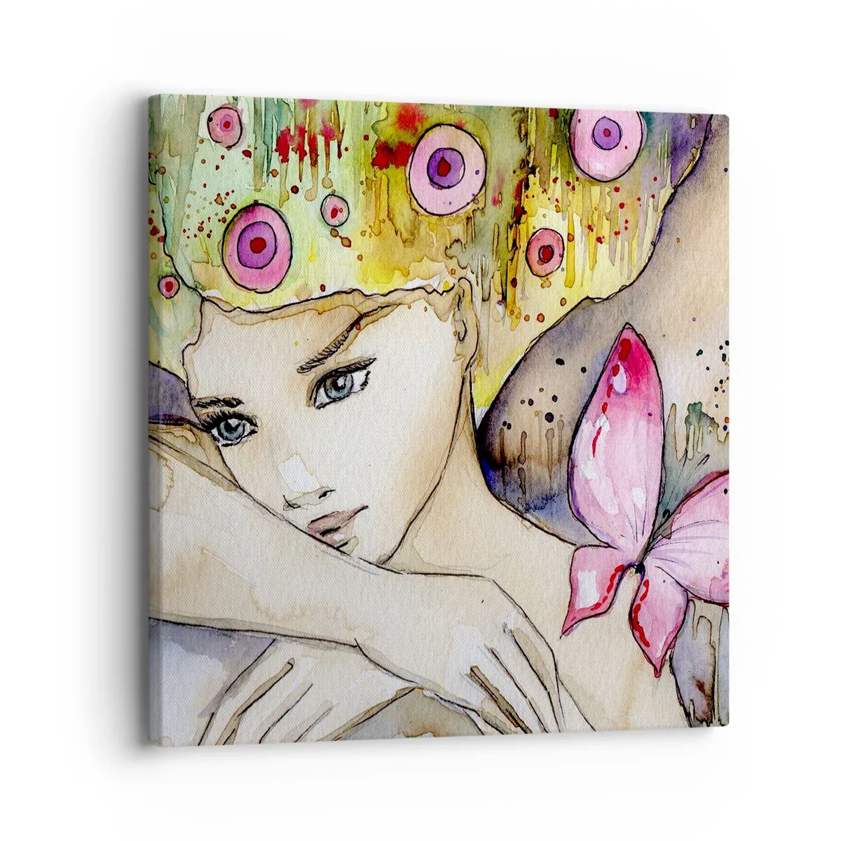 Quadro em tela - Princesa borboleta - 30x30 cm