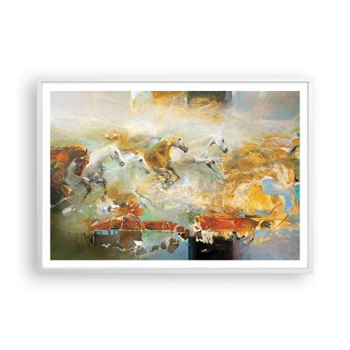 Pôster em moldura branca - A galope através da luz - 100x70 cm