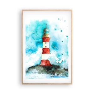 Pôster com moldura de carvalho claro - Unidade dos elementos da natureza - 61x91 cm