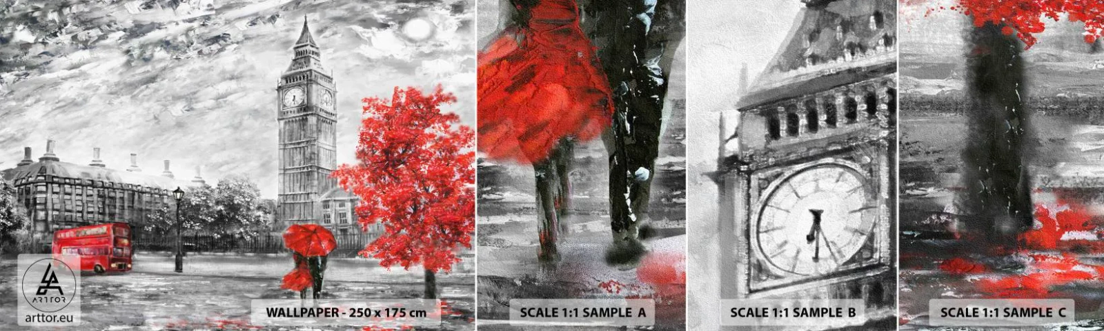 Amostra de papel de parede autocolante Deluxe Sticker - Um dia emocionante - Cidade, Londres, Arquitetura - 100x30 cm