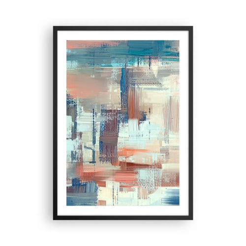 Pôster com moldura preta - Uma composição abstrata de pinceladas em cores quentes. - 50x70cm - Alcance a luz - Decoração de parede moderna para a sala de estar e quarto ARTTOR
